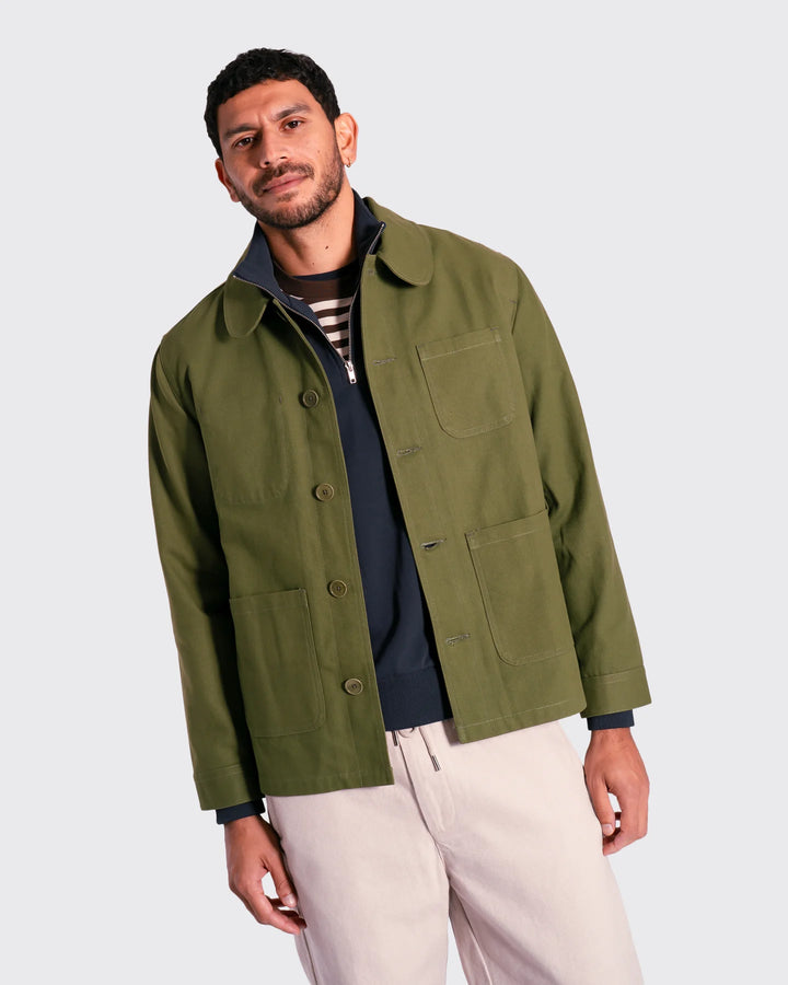 Far Afield Station Jacket in Green Panama Twill
