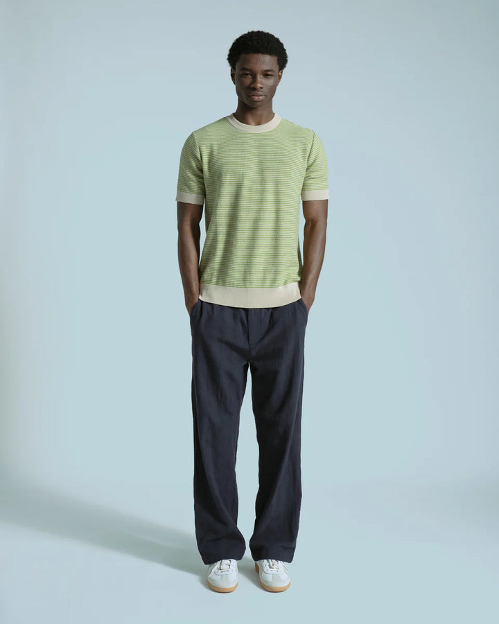 Far Afield Newport Knitted Top in Sand-Green Stripe | Buster McGee
