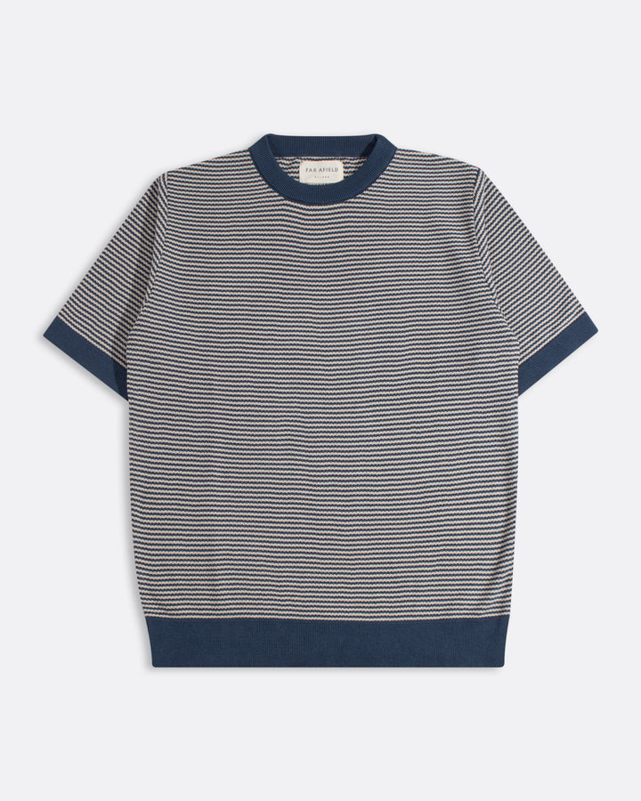 Far Afield Newport Knitted Top in Blue-Sand Stripe | Buster McGee