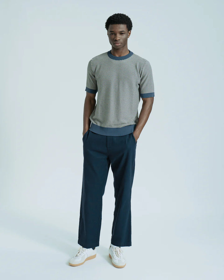 Far Afield Newport Knitted Top in Blue-Sand Stripe | Buster McGee