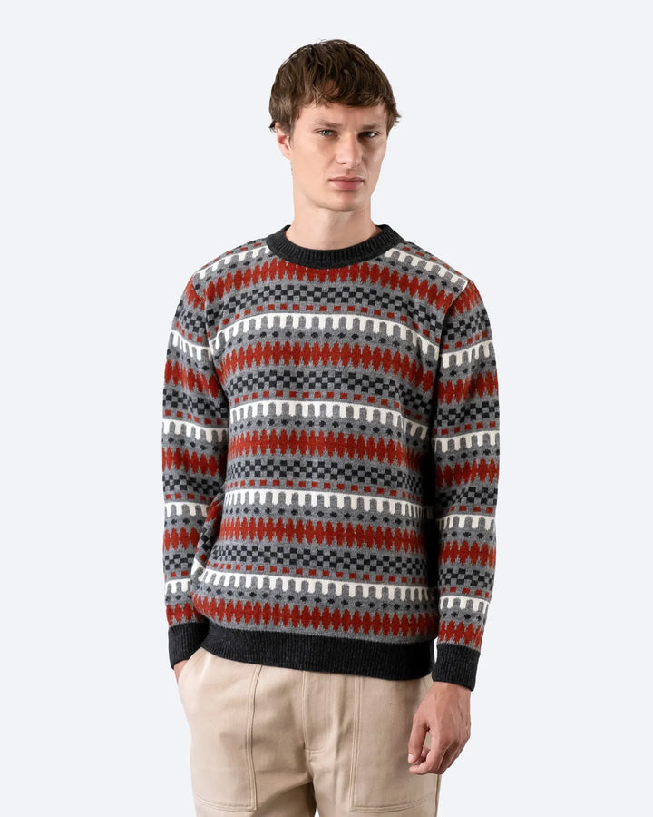 Far Afield Hosono Geo Fair Isle Knit in Grey Multi | Buster McGee