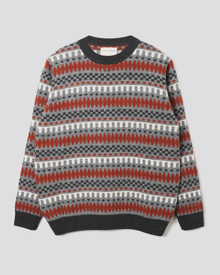 Far Afield Hosono Geo Fair Isle Knit in Grey Multi | Buster McGee