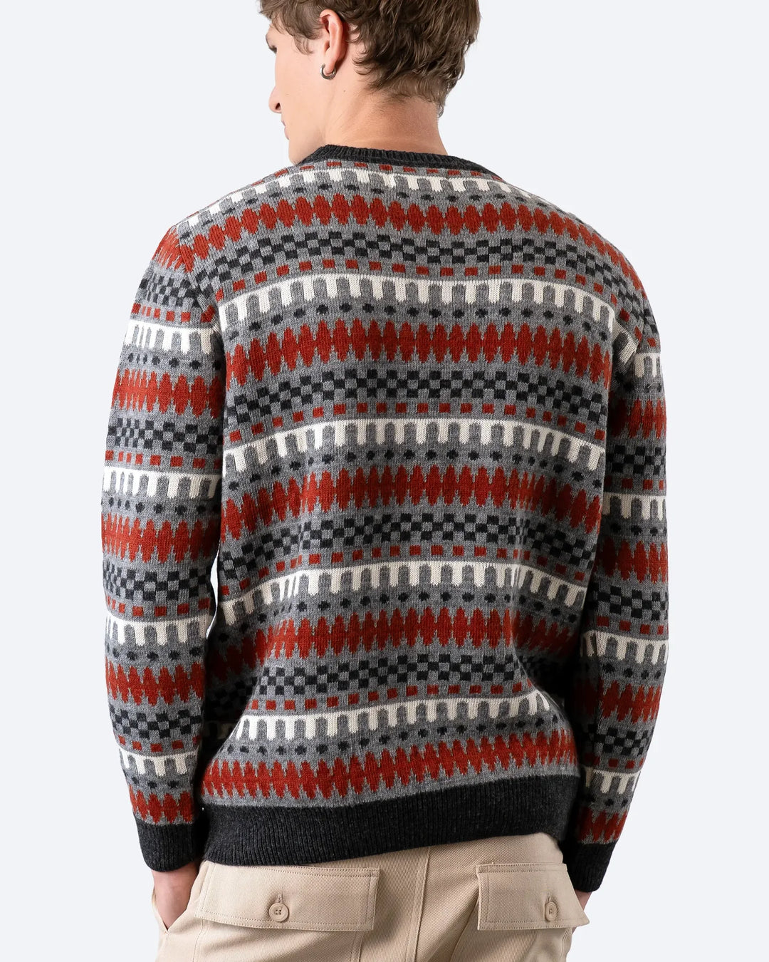 Far Afield Hosono Geo Fair Isle Knit in Grey Multi