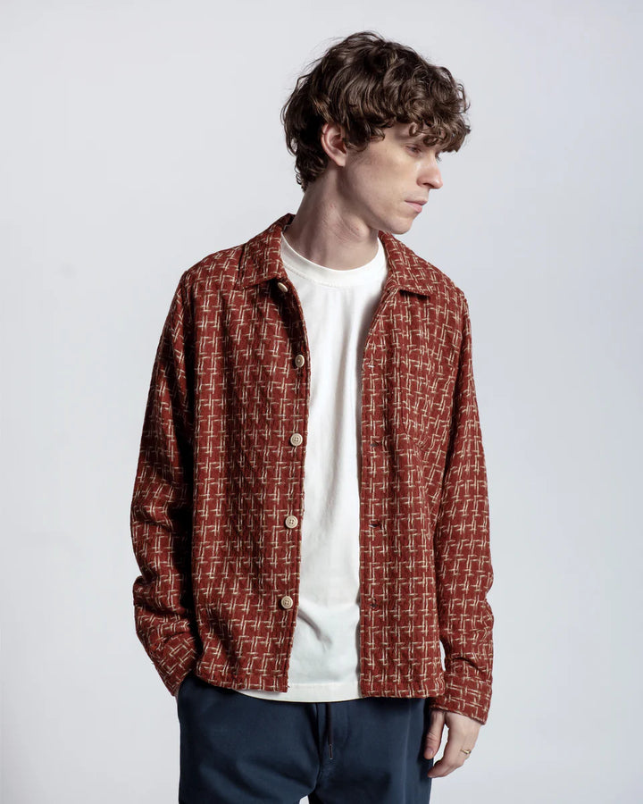 Far Afield Busey Shirt Dobby Architect in Red | Buster McGee