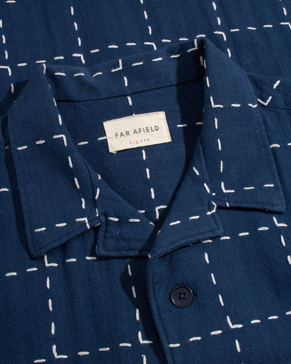 Far Afield Veloso Shirt Embroidery Check in Blue | Buster McGee