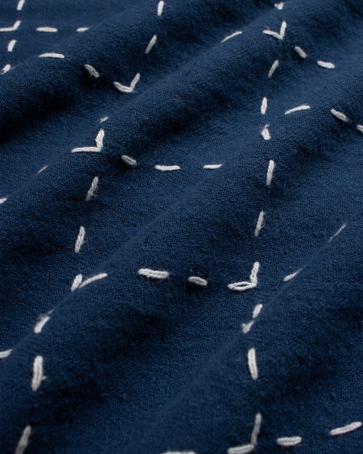 Far Afield Veloso Shirt Embroidery Check in Blue | Buster McGee
