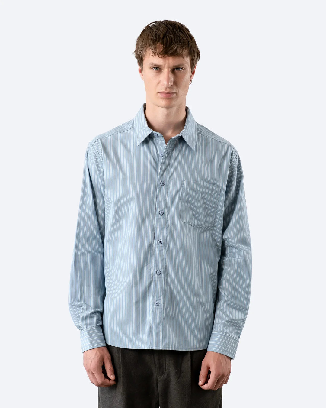 Far Afield Day Longsleeve Shirt in Blue Stripe | Buster McGee