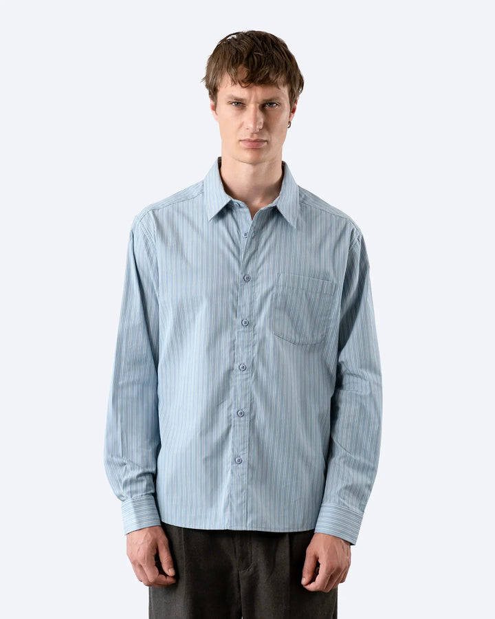 Far Afield Day Longsleeve Shirt in Blue Stripe | Buster McGee