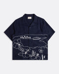 Far Afield Veloso SS Shirt Embroidered Landscape  in Navy