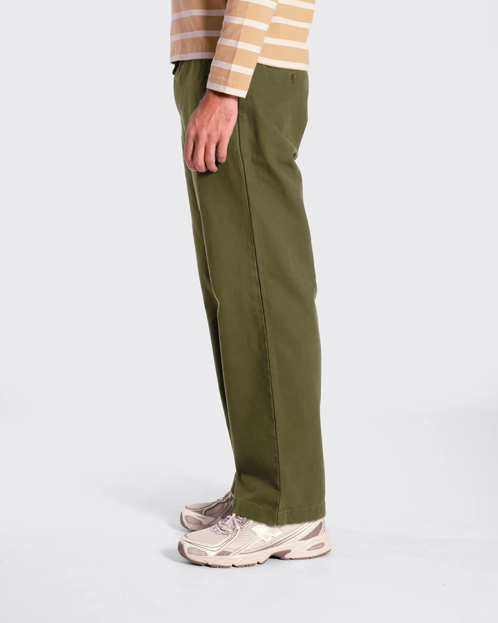 Far Afield House Trouser in Green Panama Twill | Buster McGee