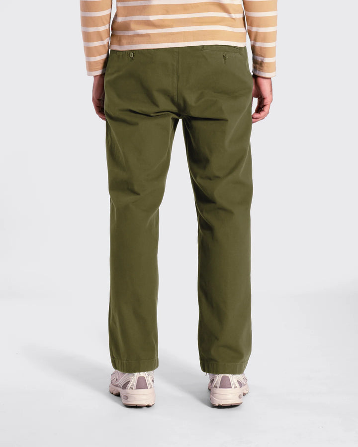 Far Afield House Trouser in Green Panama Twill