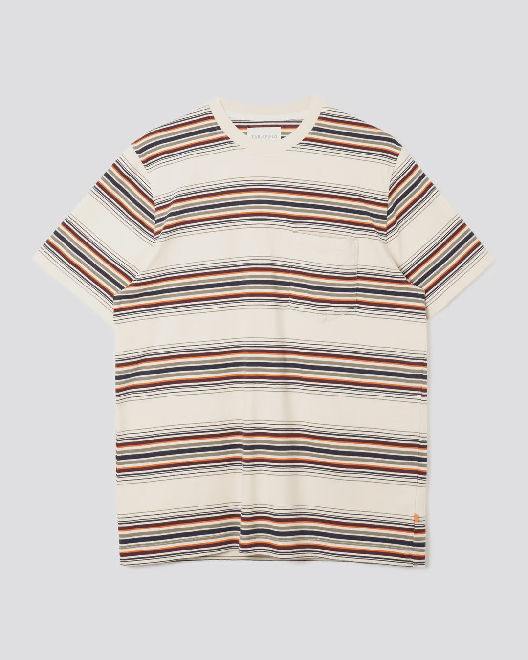 Far Afield Crewneck SS T-Shirt in Sand Multi Yarn Dyed Stripe | Buster McGee