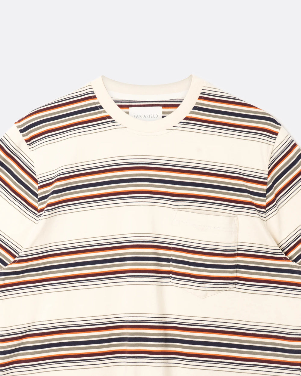 Far Afield Crewneck SS T-Shirt in Sand Multi Yarn Dyed Stripe | Buster McGee