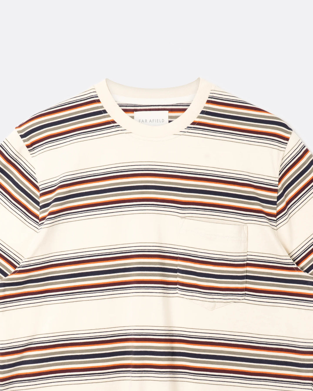 Far Afield Crewneck SS T-Shirt in Sand Multi Yarn Dyed Stripe | Buster McGee