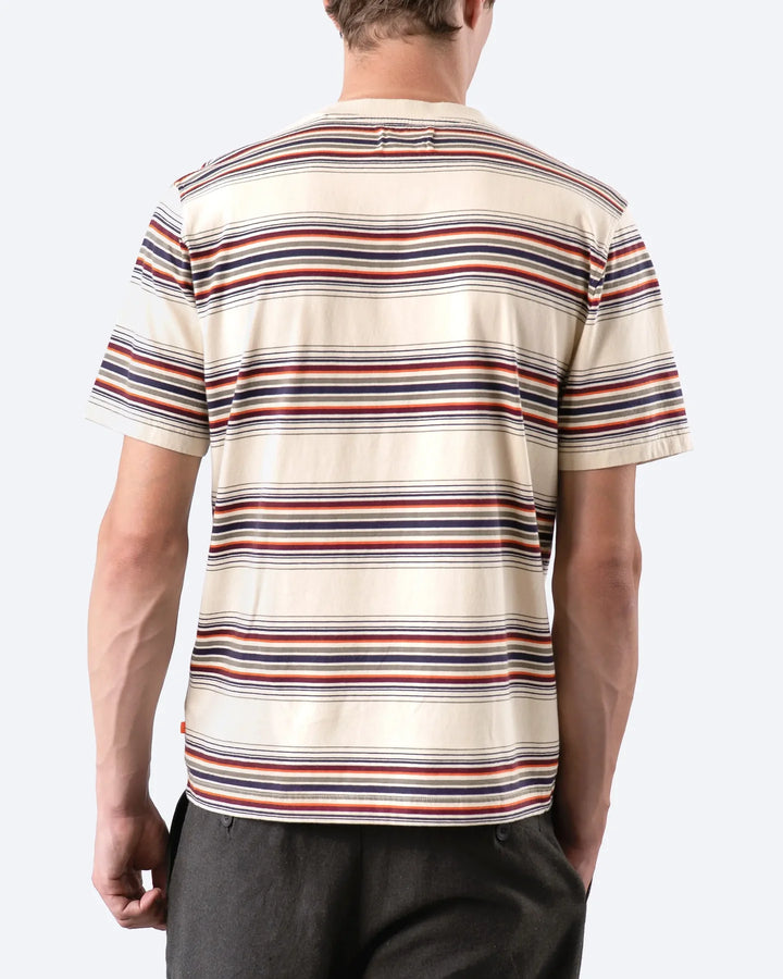 Far Afield Crewneck SS T-Shirt in Sand Multi Yarn Dyed Stripe | Buster McGee