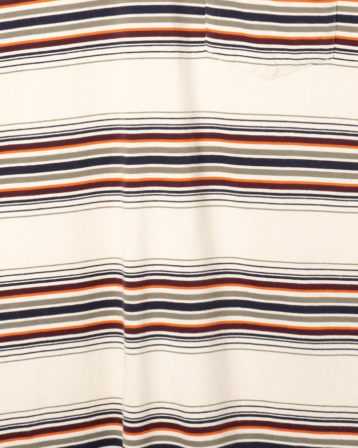 Far Afield Crewneck SS T-Shirt in Sand Multi Yarn Dyed Stripe