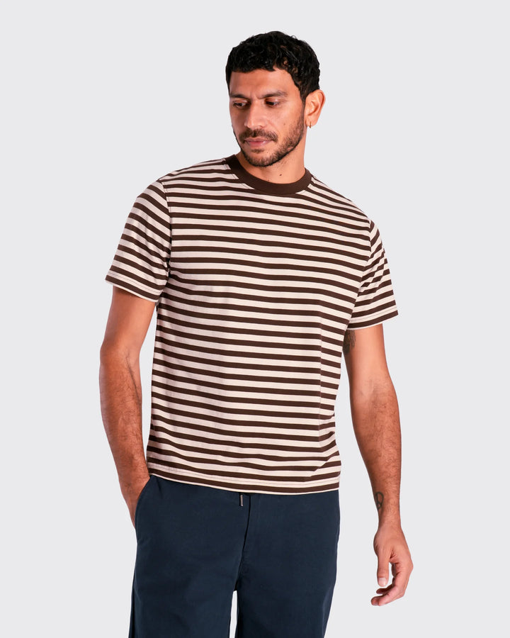 Far Afield Breton Stripe SS Tee in Brown Sand | Buster McGee