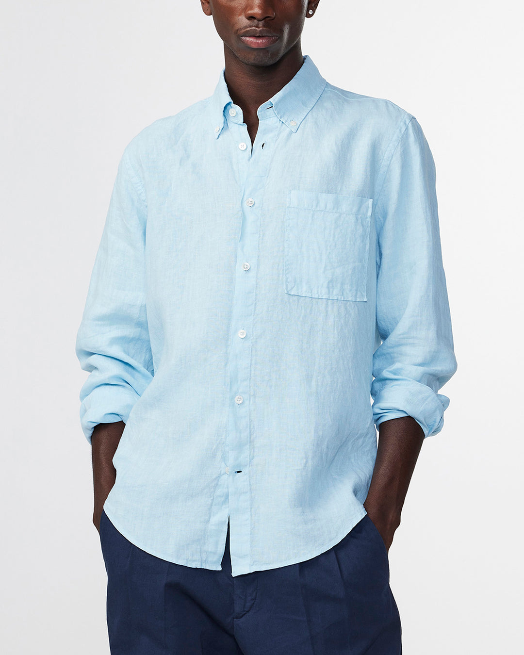 NN07 Arne BD 5706 Linen Shirt in Ashley Blue | Buster McGee