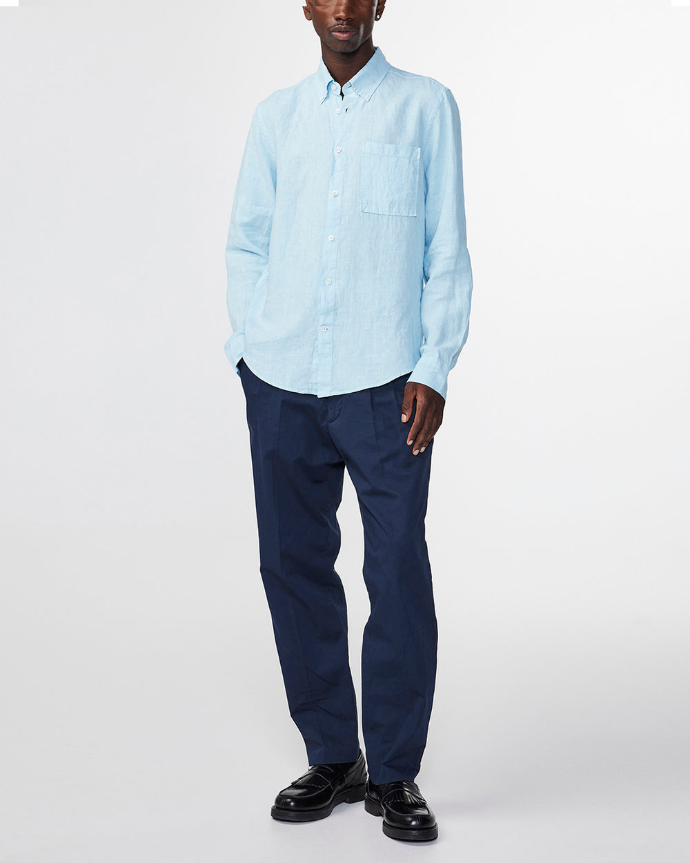 NN07 Arne BD 5706 Linen Shirt in Ashley Blue | Buster McGee