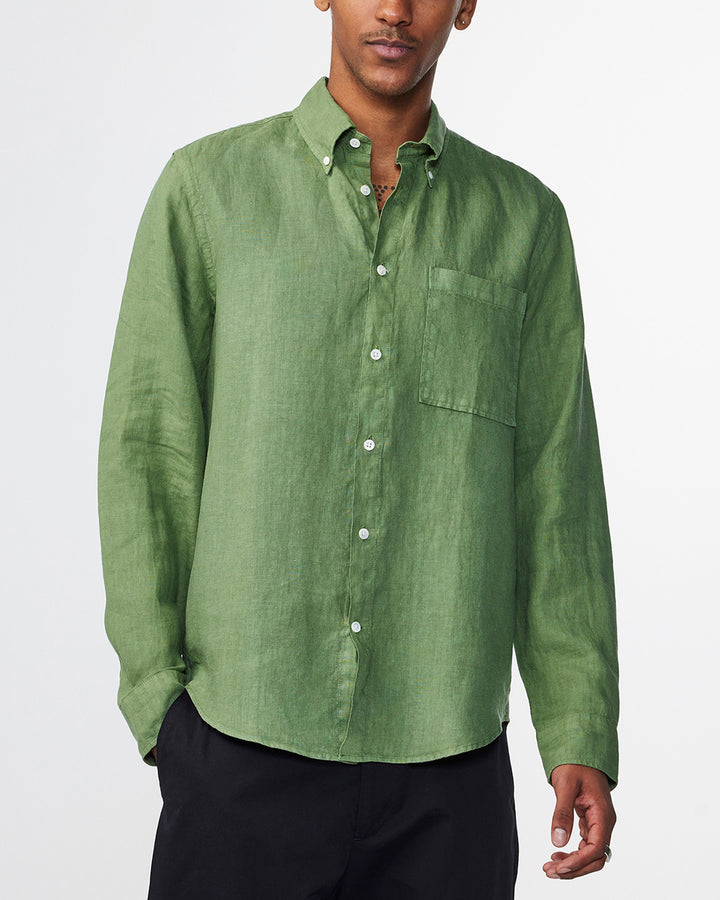 NN07 Arne BD 5706 Longsleeve Linen Shirt in Hedge Green | Buster McGee