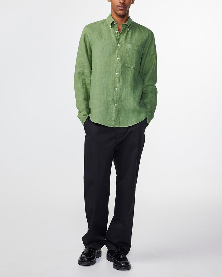 NN07 Arne BD 5706 Longsleeve Linen Shirt in Hedge Green | Buster McGee