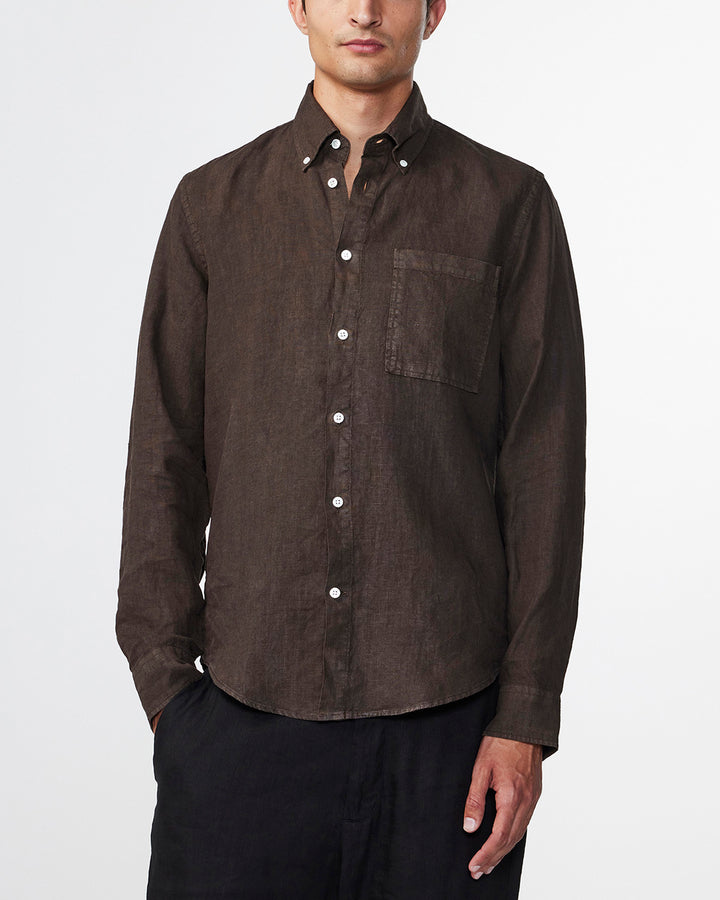 NN07 Arne BD 5706 Long sleeve Linen Shirt in Demitasse | Buster McGee