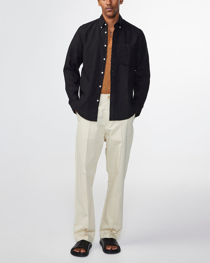 NN07 Arne BD 5706 Long sleeve Linen Shirt in Black | Buster McGee