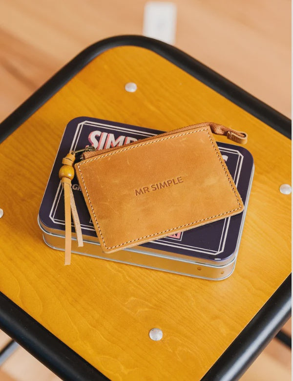 Mr Simple Alex Zip Wallet in Vegtan Raw Tan Leather | Buster McGee