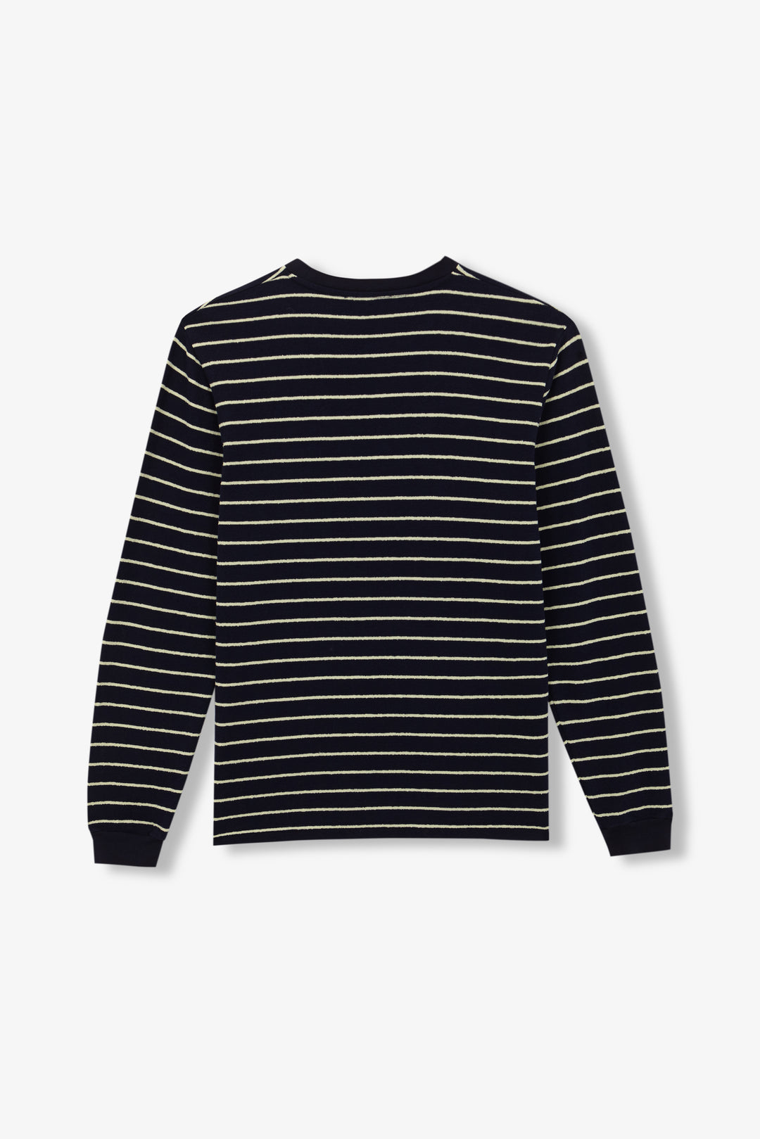 Unfeigned Basic Long Sleeve Terry Tee in Blue Graphite & Lemon Stripes
