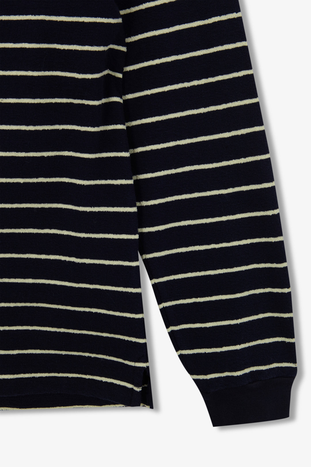 Unfeigned Basic Long Sleeve Terry Tee in Blue Graphite & Lemon Stripes