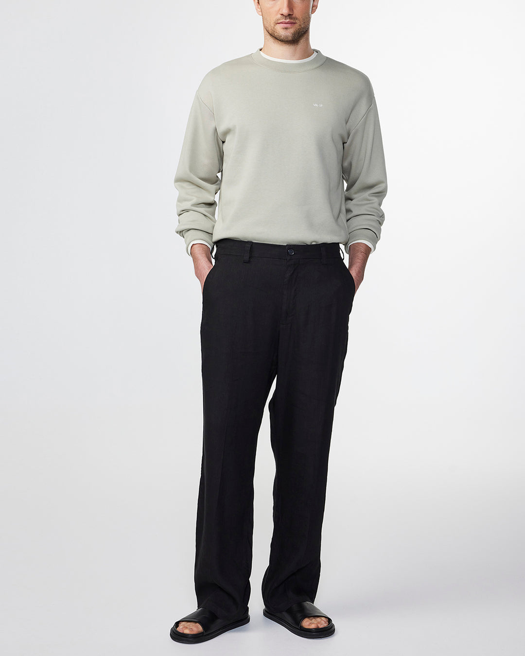 NN07 Briggs Crew 3504 Sweatshirt in Fog | Buster McGee