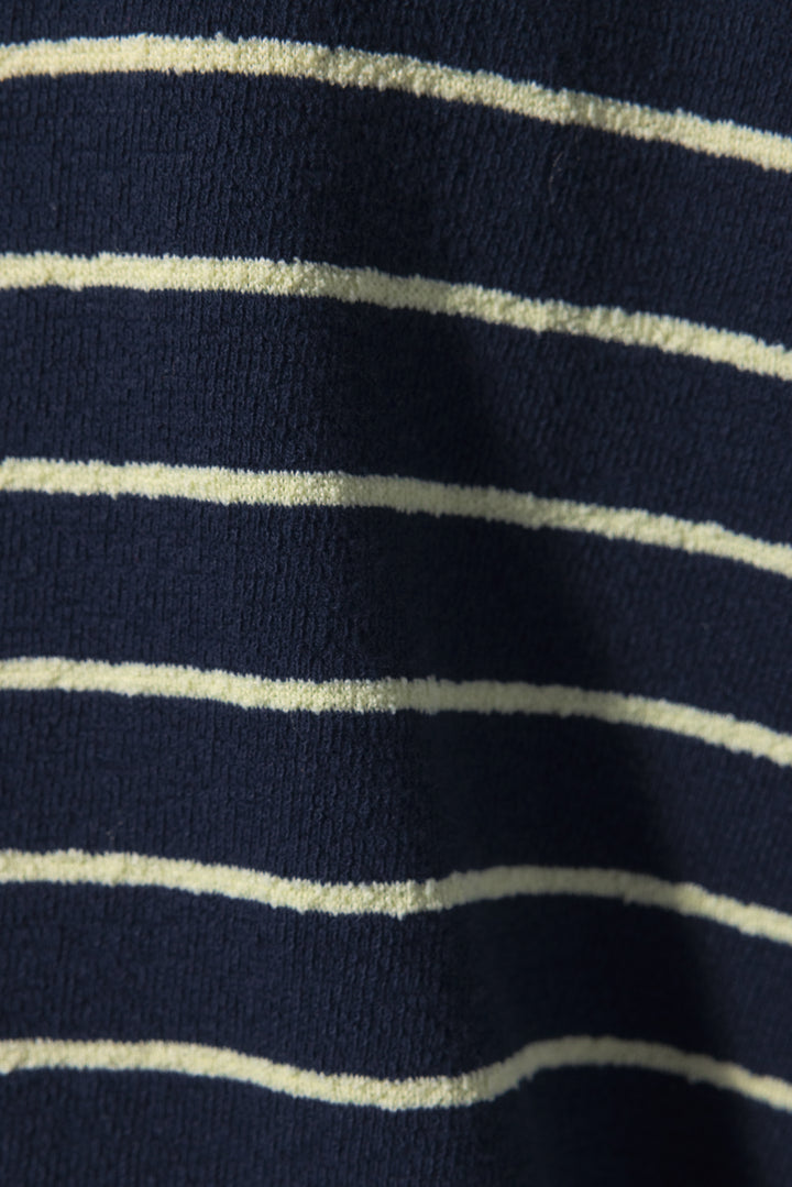 Unfeigned Basic Short Sleeve Terry Tee in Blue Graphite with Lemon Stripes