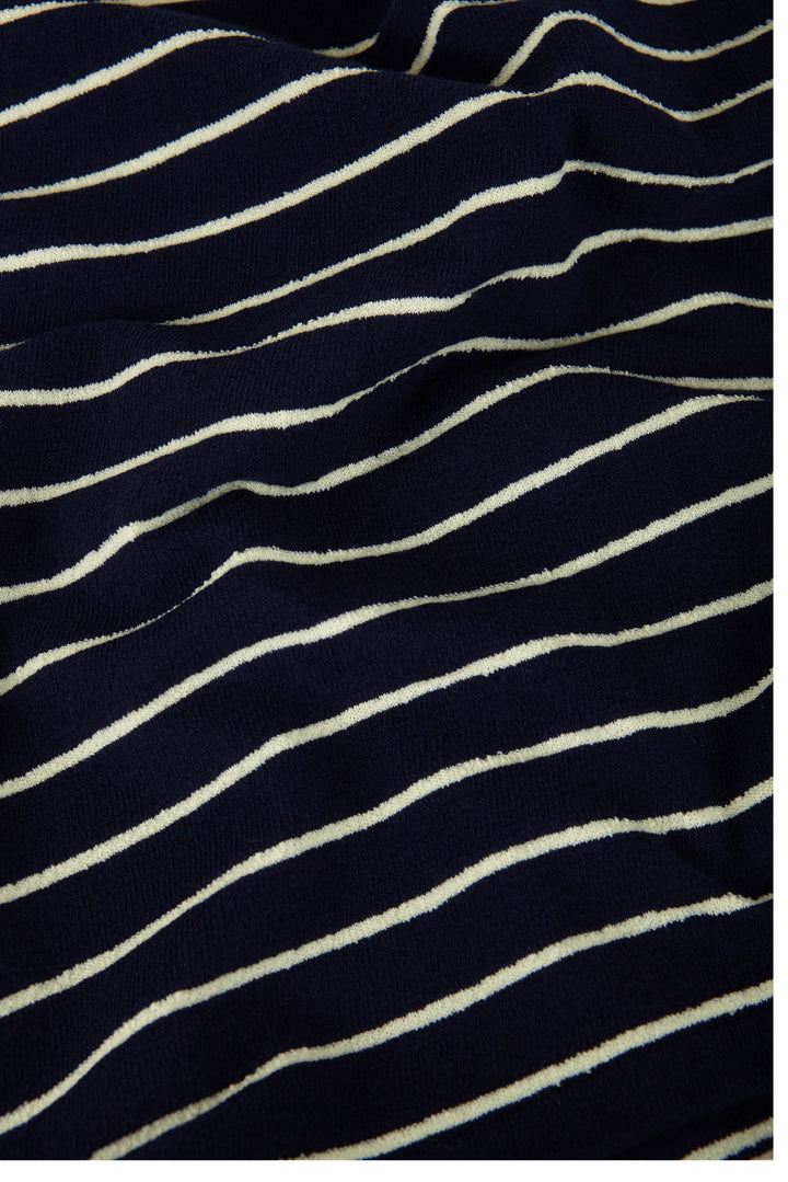 Unfeigned Basic Short Sleeve Terry Tee in Blue Graphite with Lemon Stripes