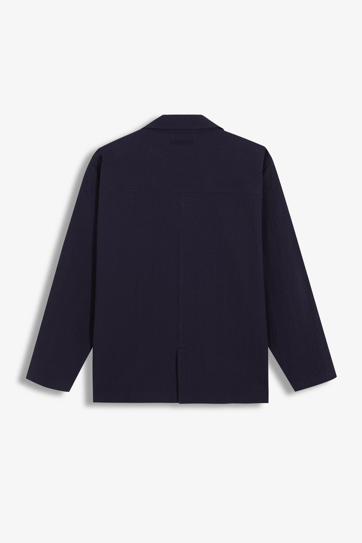 Unfeigned City Blazer in Dark Navy Seersucker | Buster McGee
