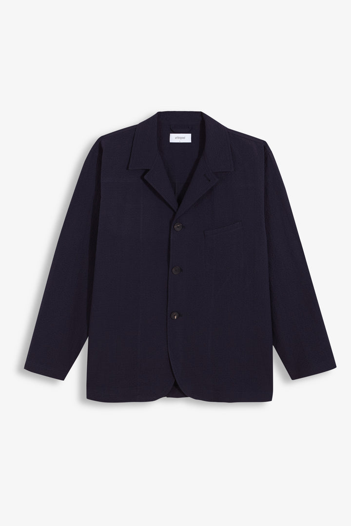 Unfeigned City Blazer in Dark Navy Seersucker | Buster McGee