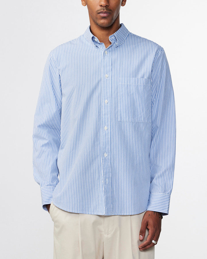 NN07 Cohen 5222 Long Sleeve Shirt in Blue Stripe | Buster McGee