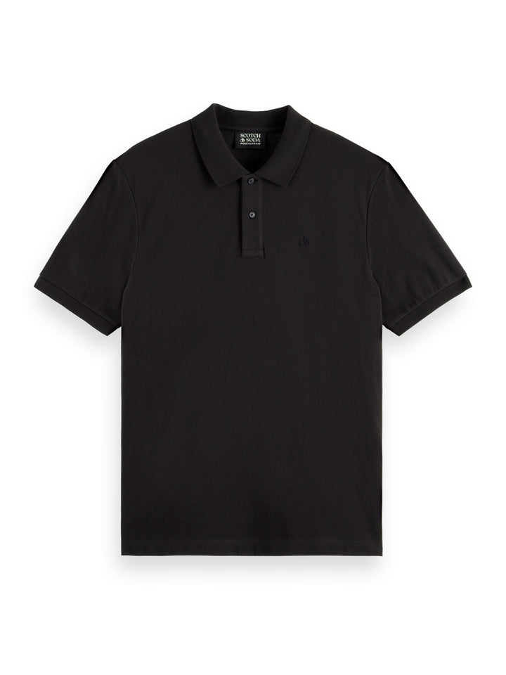 Scotch & Soda CORE Logo Pique Polo Shirt in Black | Buster McGee