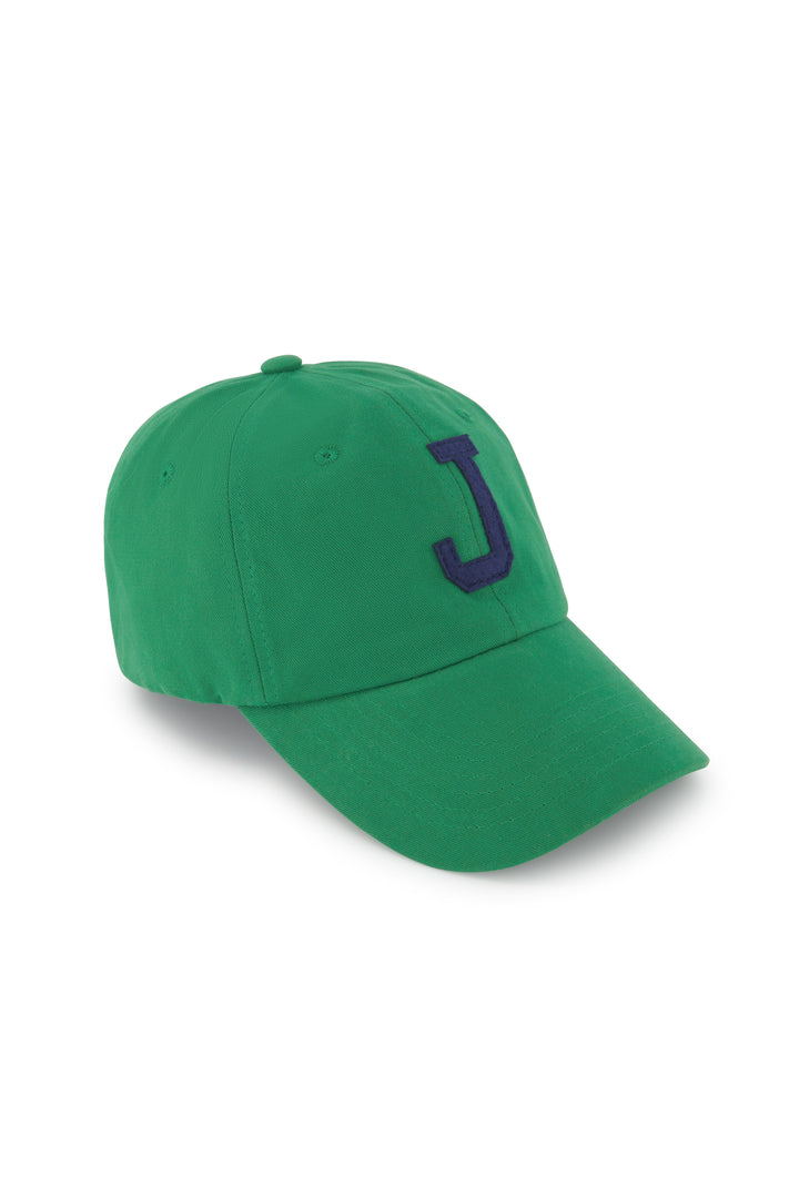 College Letter Cotton Cap in Green