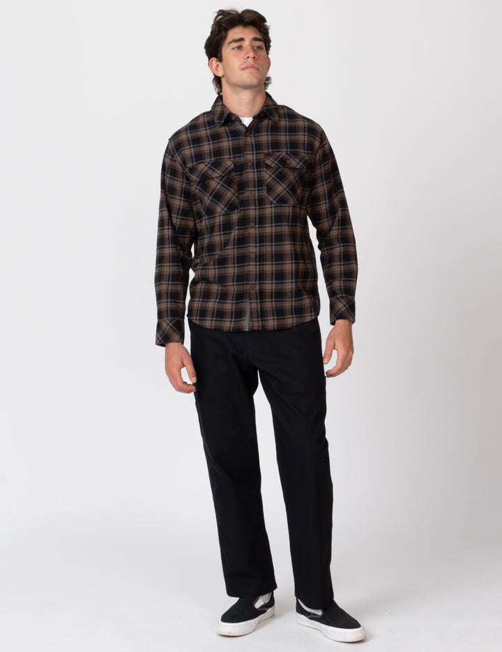 Mr Simple Trevor Flanno  Long Sleeve Shirt Black Check | Buster McGee