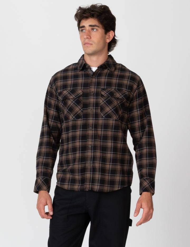 Mr Simple Trevor Flanno  Long Sleeve Shirt Black Check | Buster McGee