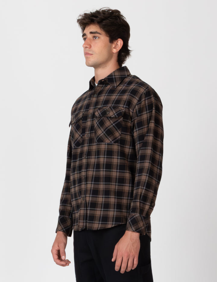 Mr Simple Trevor Flanno  Long Sleeve Shirt Black Check | Buster McGee