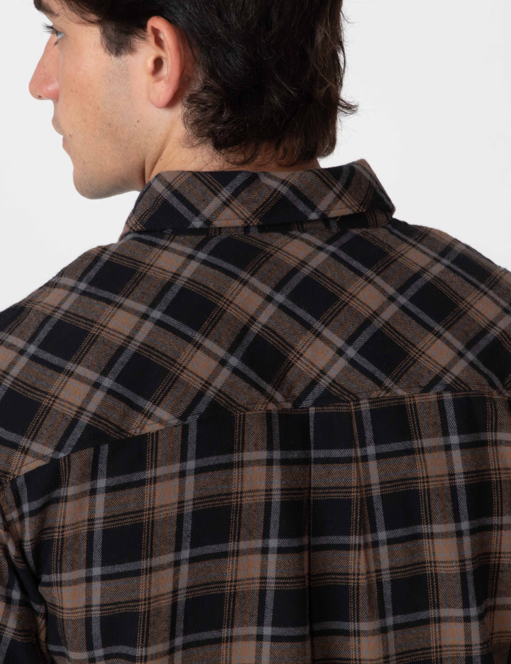 Mr Simple Trevor Flanno  Long Sleeve Shirt Black Check | Buster McGee