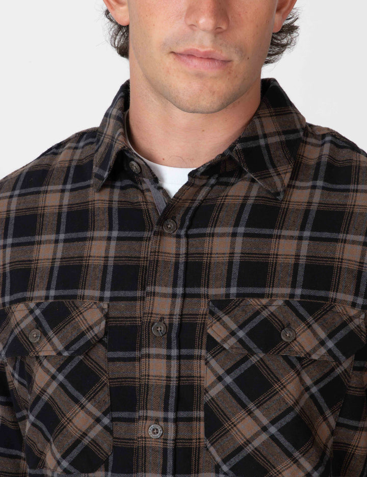 Mr Simple Trevor Flanno  Long Sleeve Shirt Black Check | Buster McGee