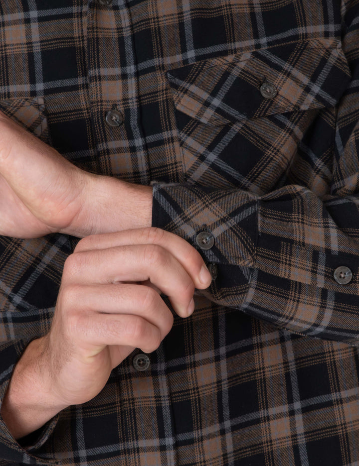 Mr Simple Trevor Flanno  Long Sleeve Shirt Black Check | Buster McGee