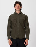Mr Simple Sawyer Corduroy Long Sleeve Shirt Faded Army | Buster McGee