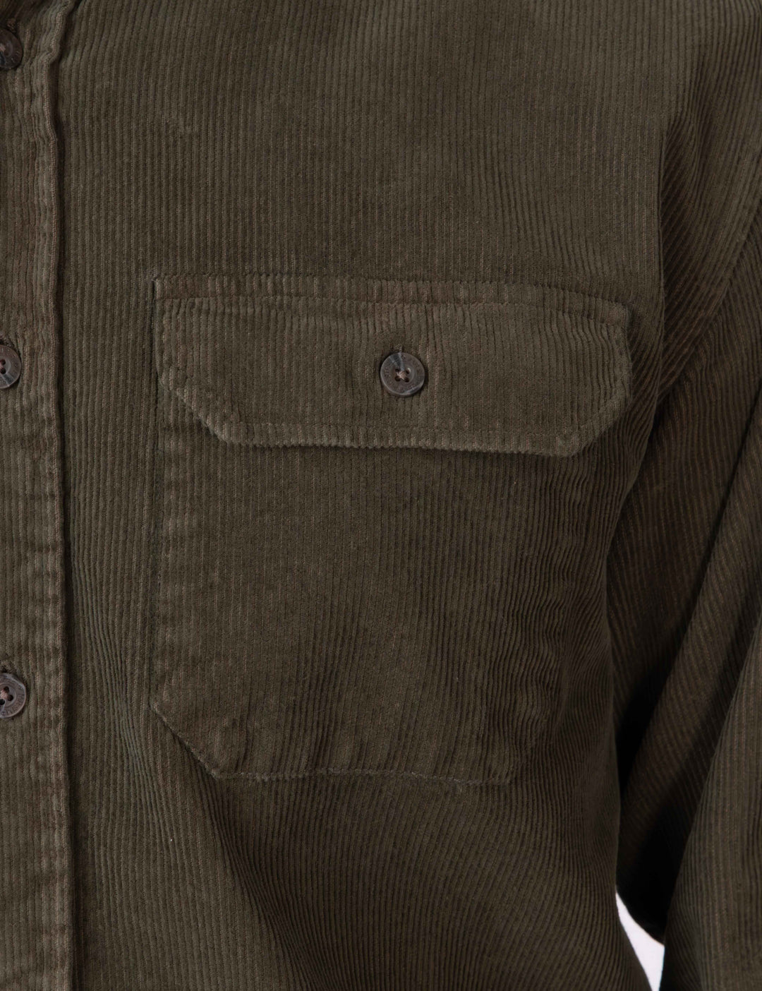 Mr Simple Sawyer Corduroy Long Sleeve Shirt Faded Army | Buster McGee