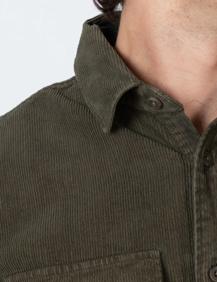 Mr Simple Sawyer Corduroy Long Sleeve Shirt Faded Army | Buster McGee