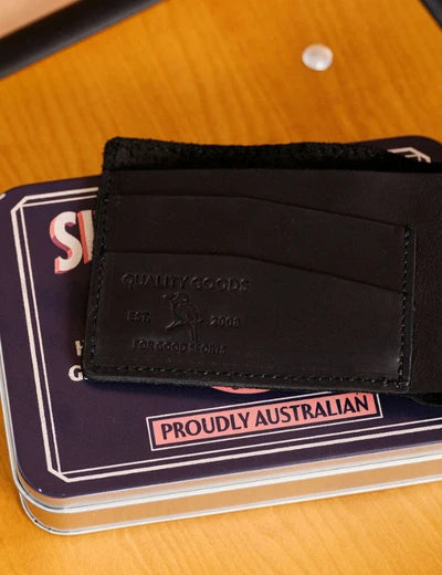 Mr Simple Conrad Bifold Wallet in Vegtan Black Leather