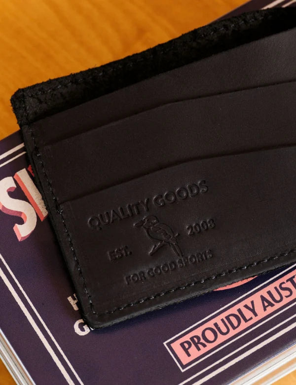 Mr Simple Conrad Bifold Wallet in Vegtan Black Leather