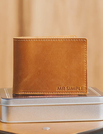 Mr Simple Conrad Bifold Wallet Vegtan Raw Tan Leather | Buster McGee